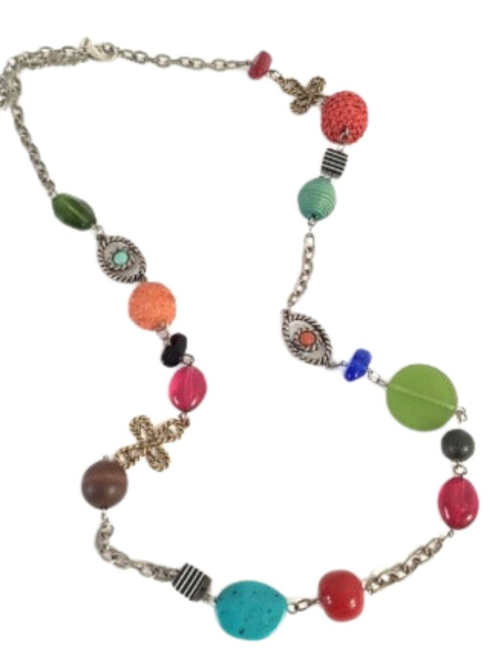 Chico's Multicolor Beaded Statement Necklace Bohemian Beaded